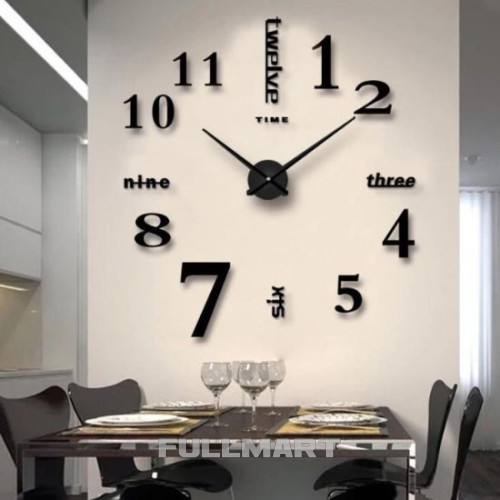 Большие настенные часы Horloge 3D DIY кварц 27/37/47 55 см черные